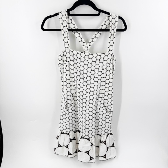 ✅ DVF Embroidered Sleeveless Linen Polka Dot Geometric CREAM/Brown Dress SIZE 6 - Picture 1 of 10